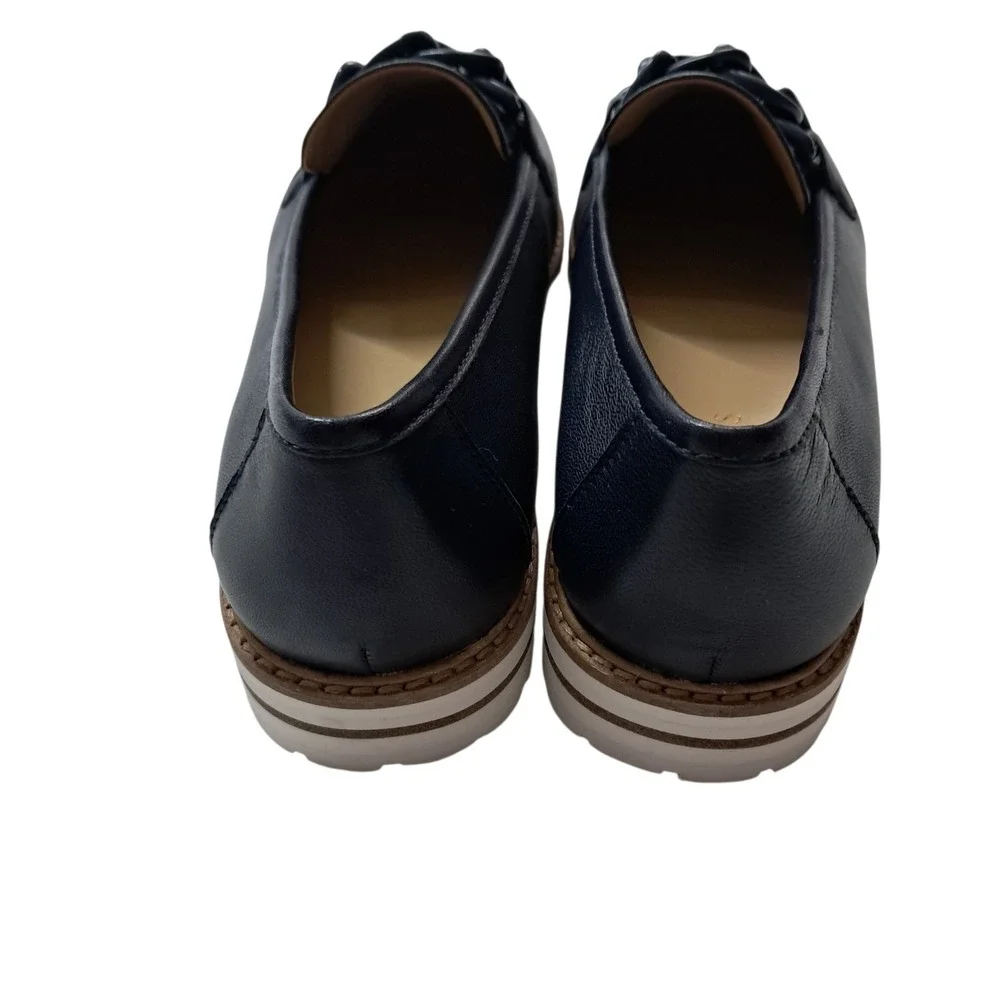 New Talbots Laura Chain Loafers Womens 8M Indigo‎ Blue Leather Slip On Preppy